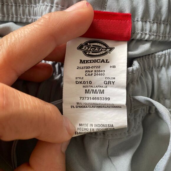 Dickies EDS Essentials Gray Scrub Set Size M Stretch Medical Uniform Top & Pants - Picture 6 of 16
